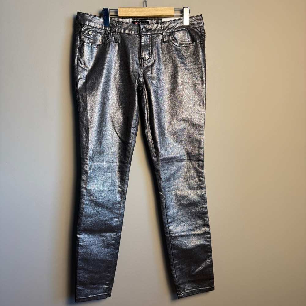 Guess Women Maxine Low Rise Jeggings‎ Metallic Silver Size 29 Party Preppy Glam